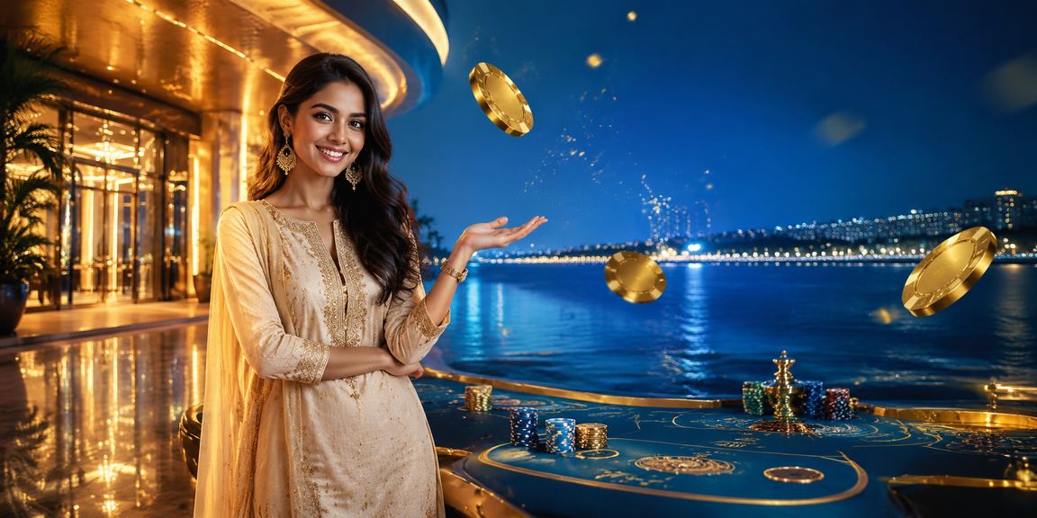 Indian player enjoying baccarat in traditional attire